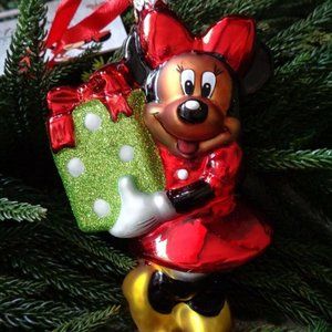 Disney Minnie Mouse Glass Sketchbook Christmas hanging ornament c/w Disney tag